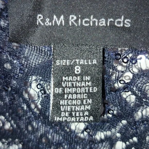 R & M Richards Dark Blue Pantsuit With Sequinned Poncho Size 8 - Picture 4 of 11